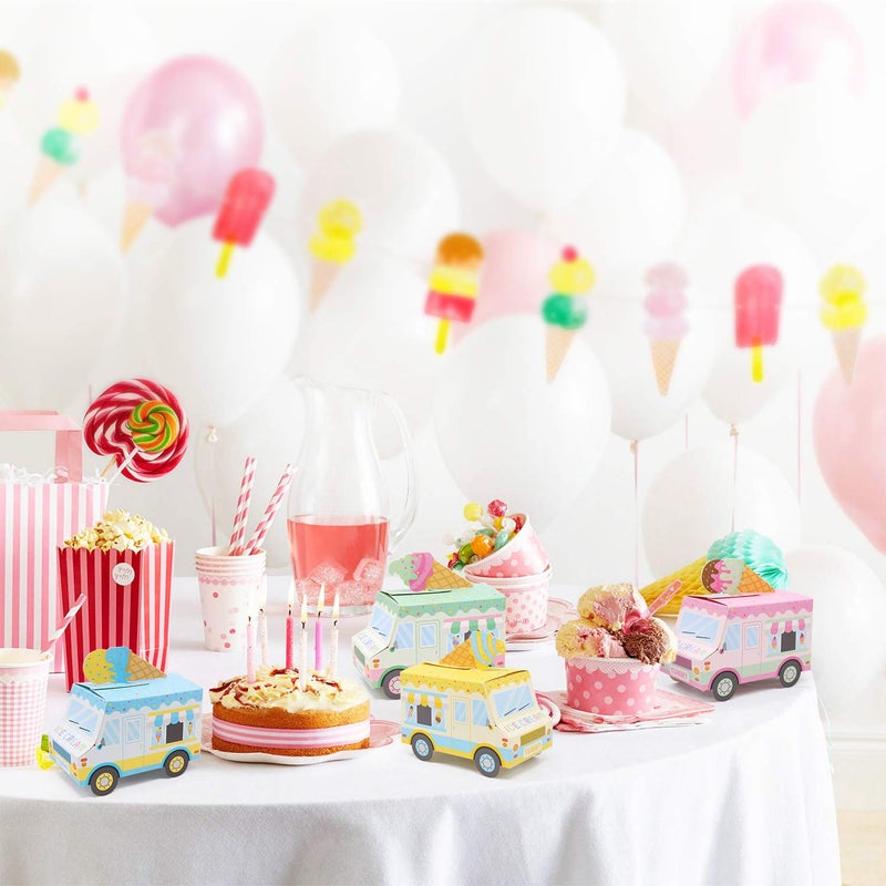 Bessmoso Ice Cream Party Favor Boxes Ice Cream Truck Shape Treat Boxes for Summer Goodie Candy Boxes Sprinkles Themed Baby Shower Kids Birthday Party Centerpieces Table Decor Supplies Set of 12 - Image 5